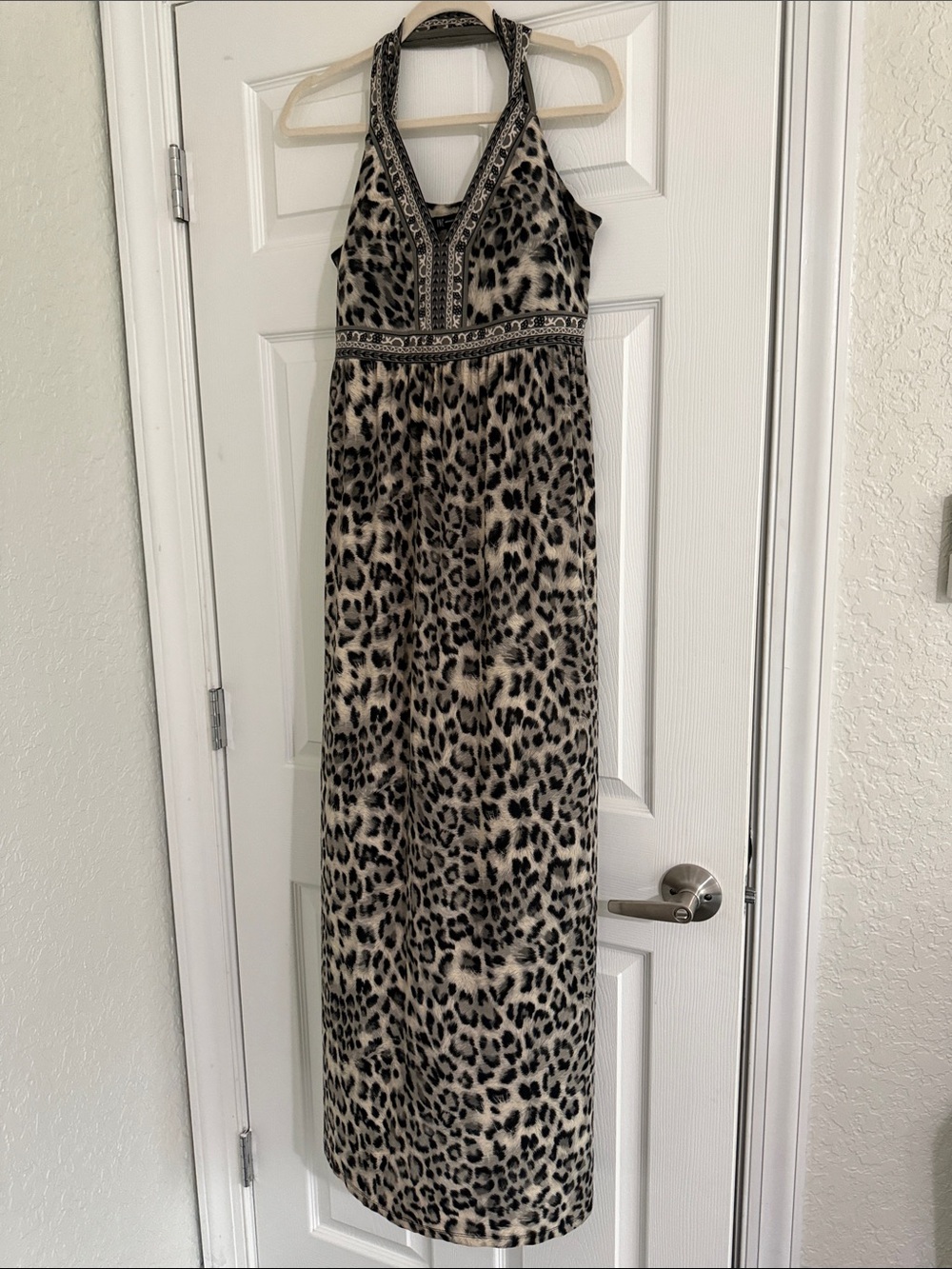 INC International Concepts Leopard Halter Maxi Dress - Black & Cream